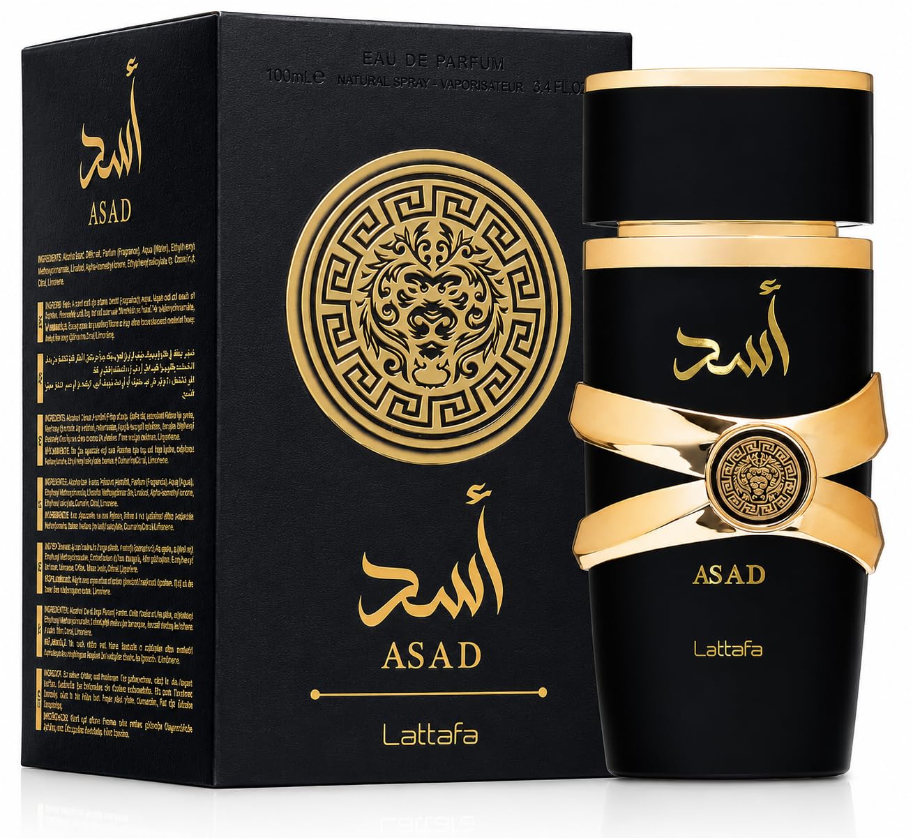 Latafa Asad Eau de Parfum 100ml – Luxury Arabic Perfume for Men, Long Lasting Spicy Vanilla Amber Fragrance, Strong Projection Designer Style Scent (Asad)