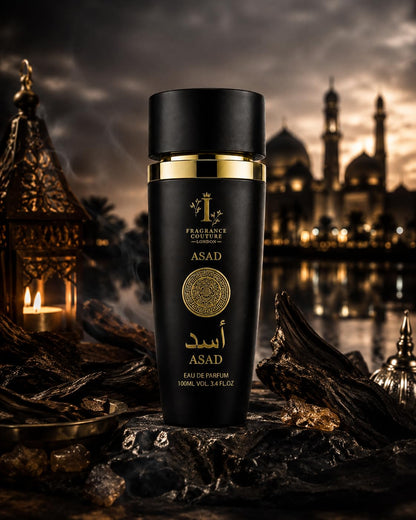 ASAD Luxury Arabic Perfume By Fragrance Couture for Men 100ml Eau de Parfum – Long Lasting Oud Amber Woody Spicy Fragrance – Intense Middle Eastern Cologne for Him (Asad Black)