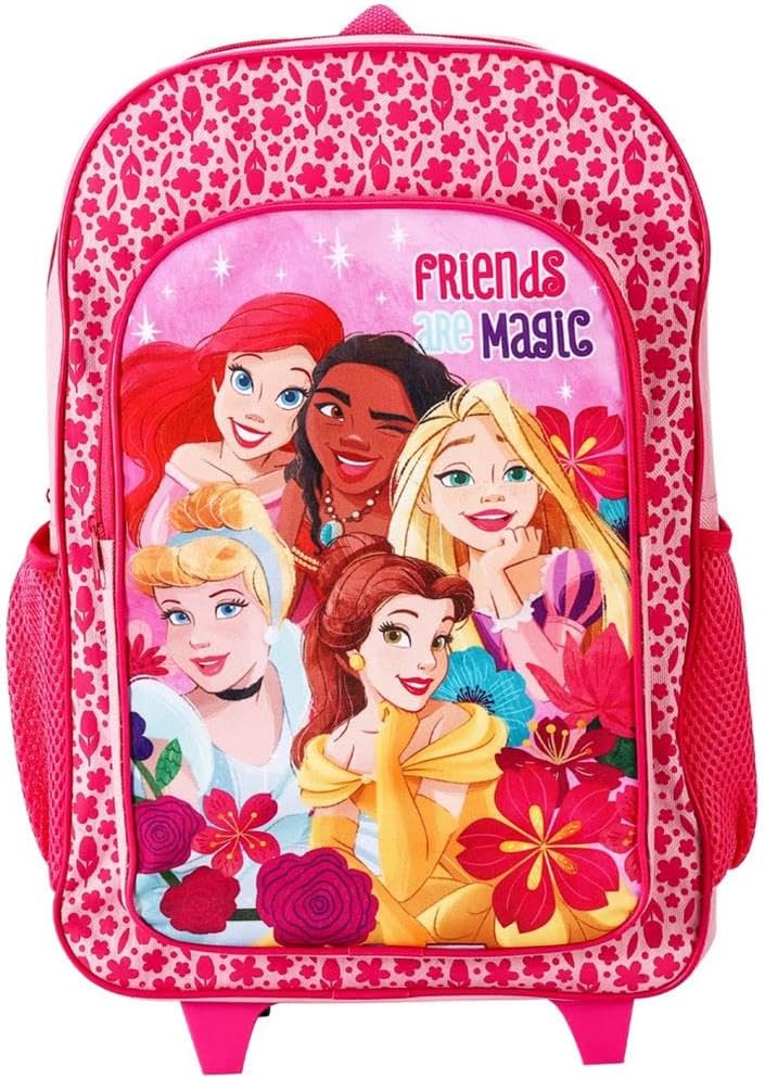 Peppa Pig Disney Princess Premium Trolley Bags for Kids, Boys & Girls - Travel Backpack with Wheels, Large Compartment & Extendable Handle - Carry-On Luggage Suitcase for Children - for Age 3+