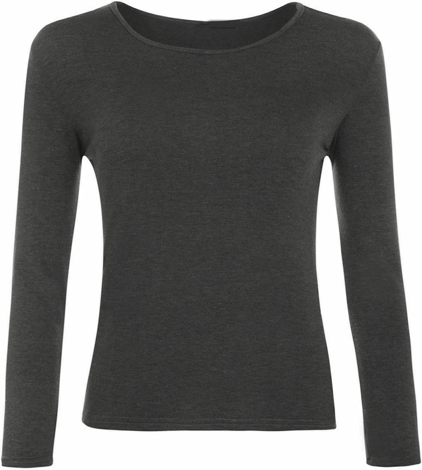 Women’s Long Sleeve T Shirt – Soft Stretch Scoop Neck Fitted Casual Top