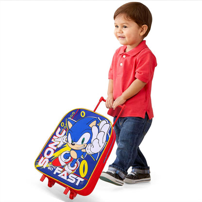 TDL Kids Standard Folding Trolley Hand Luggage Bag Backpack for School Travel Holidays (Sonic)