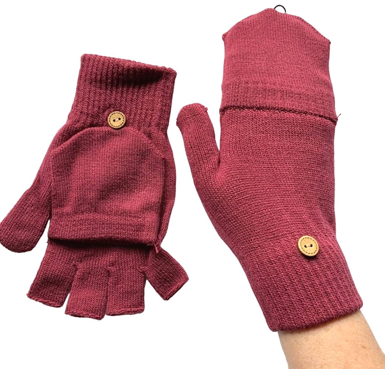 Fingerless Gloves with Mitten Flap 2 in 1 One Size Mens Ladies Magic Unisex for Driving and Outdoor phone use