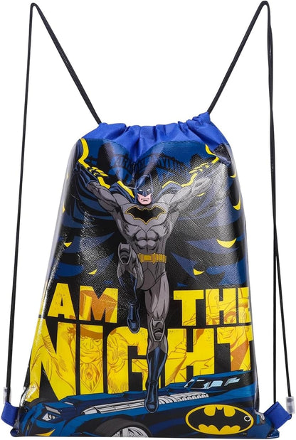 TDL Batman Pull String Bag Childrens P.E Gym Shoe Swimming Kit Drawstring Bag For Kids Superhero Design