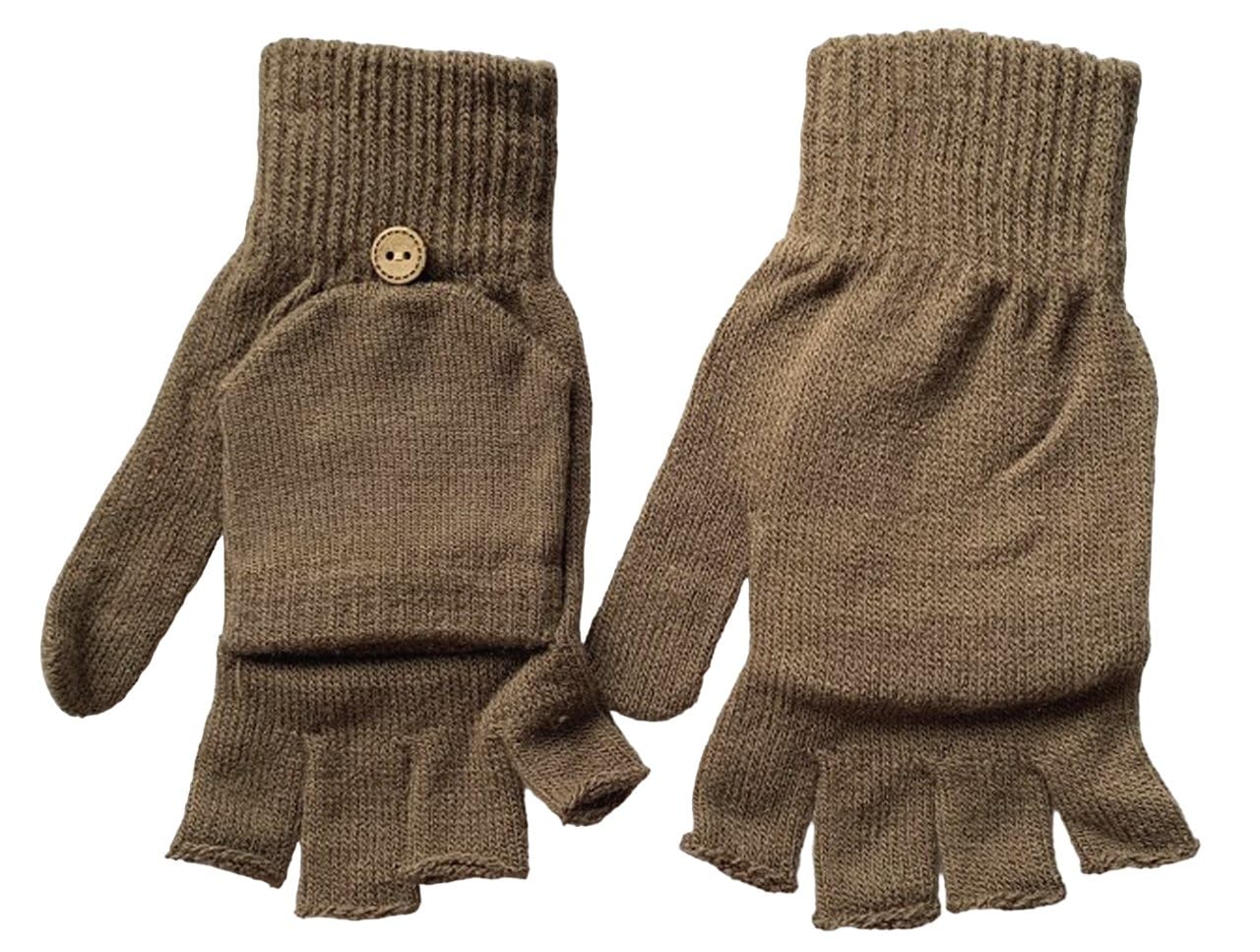 Fingerless Gloves with Mitten Flap 2 in 1 One Size Mens Ladies Magic Unisex for Driving and Outdoor phone use