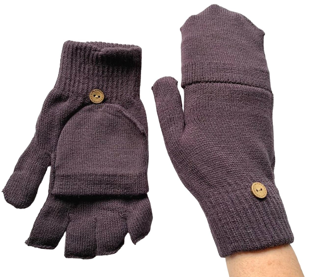 Fingerless Gloves with Mitten Flap 2 in 1 One Size Mens Ladies Magic Unisex for Driving and Outdoor phone use