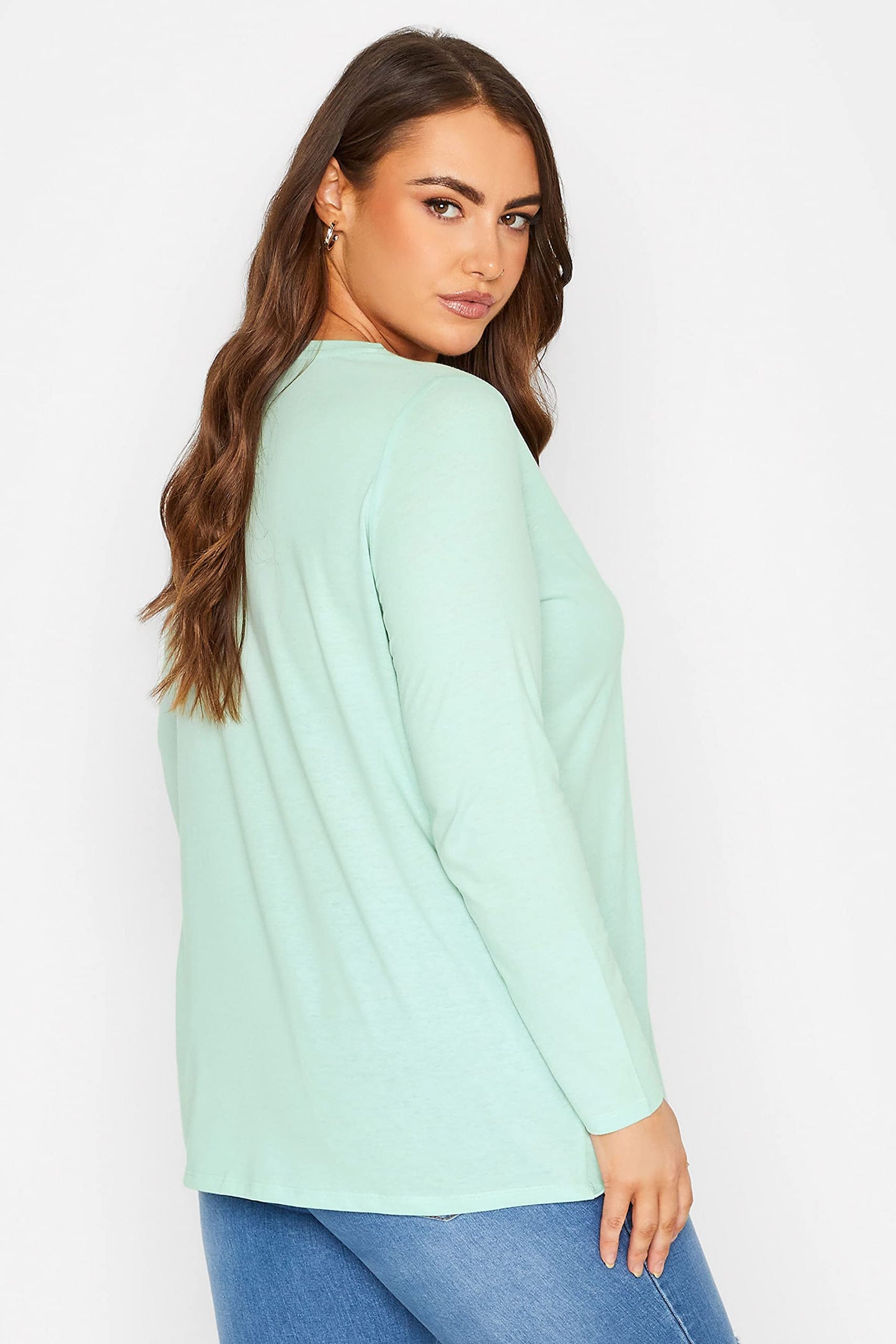 Women’s Long Sleeve T Shirt – Soft Stretch Scoop Neck Fitted Casual Top