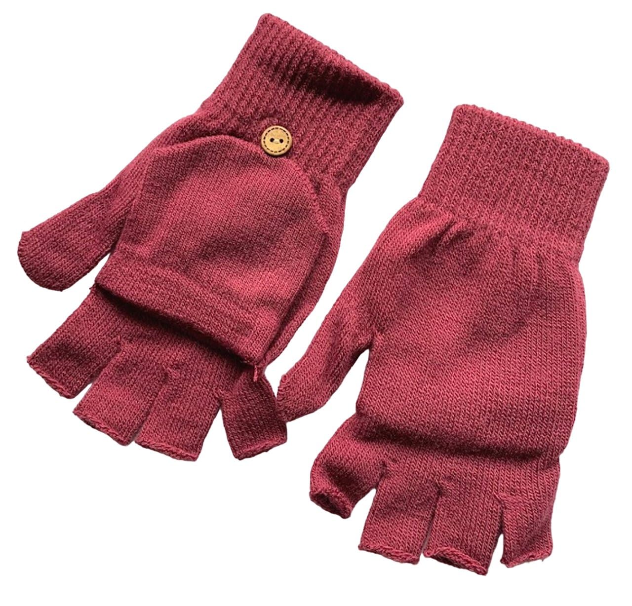 Fingerless Gloves with Mitten Flap 2 in 1 One Size Mens Ladies Magic Unisex for Driving and Outdoor phone use