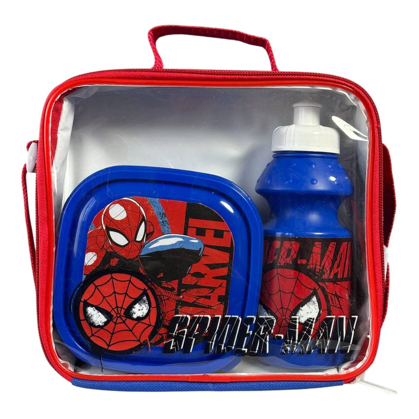 Kids Character 3-Piece Lunch Box Set – Insulated Bag, BPA-Free Water Bottle & Snack Box – Durable & Easy to Clean – Ideal for School, Travel & Daycare (Fun Themes for Boys & Girls) (S-Man)