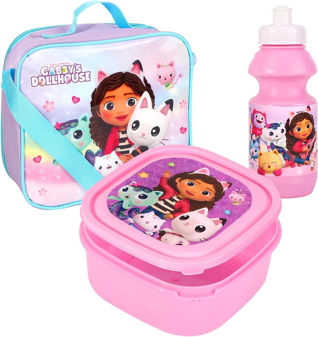 Quickdraw Gabbys Dollhouse Backpack & 3pc Lunch Bag Set Kids Girls Back to School Bag Sandwich Box Set