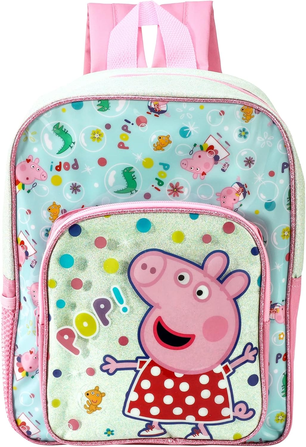 Peppa PIG POP Deluxe Glitter Premium School Backpack Front Pocket Kids Rucksack Bag 588