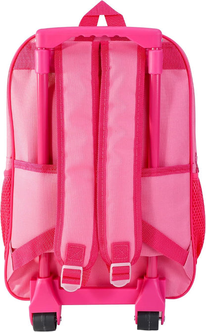 P Pig Deluxe Kids Trolley Backpack – Wheeled Rolling Bag with Extendable Handle – Lightweight Travel Luggage for Girls – School or Holiday Use