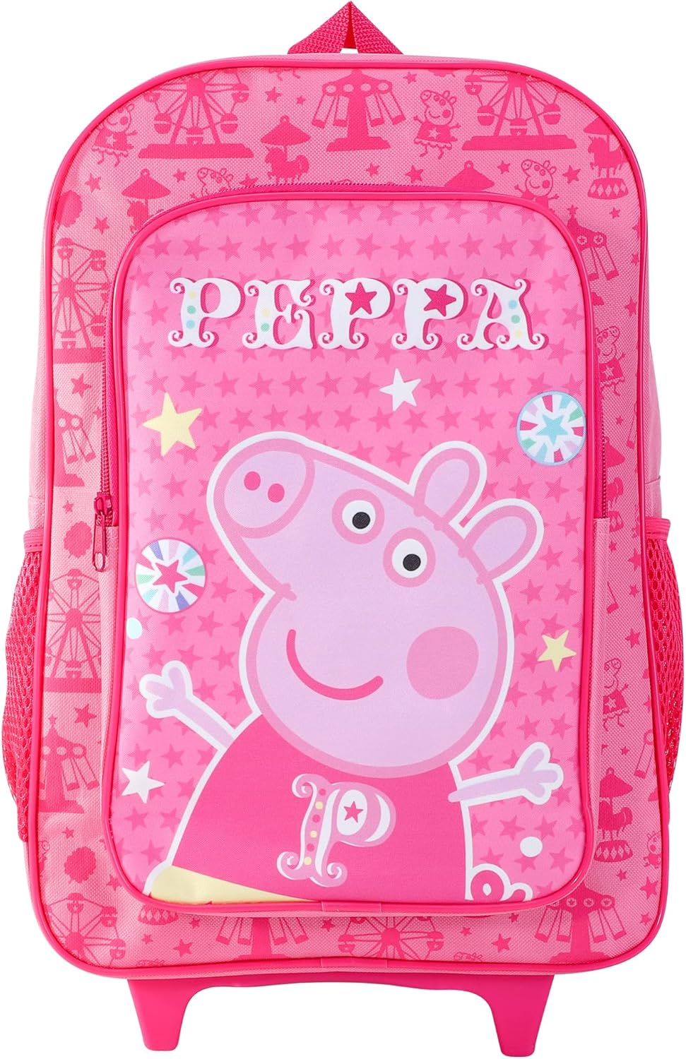 P Pig Deluxe Kids Trolley Backpack – Wheeled Rolling Bag with Extendable Handle – Lightweight Travel Luggage for Girls – School or Holiday Use
