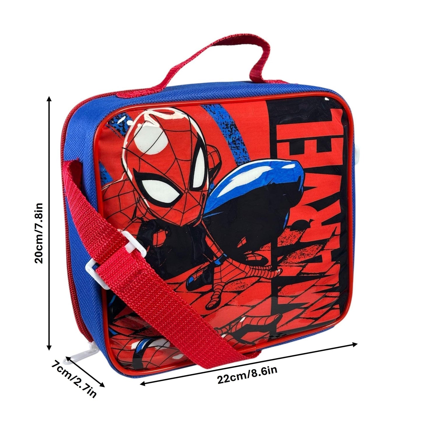Kids Character 3-Piece Lunch Box Set – Insulated Bag, BPA-Free Water Bottle & Snack Box – Durable & Easy to Clean – Ideal for School, Travel & Daycare (Fun Themes for Boys & Girls) (S-Man)