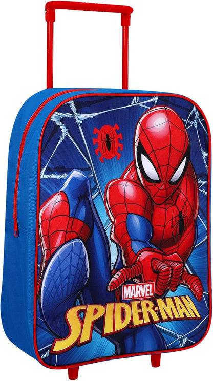 S-Man Trolley Bag for Kids – Luggage with Adjustable Handle | Marvel School Trolley Bag with Pull Handle | Travel Suitcase for Boys & Girls