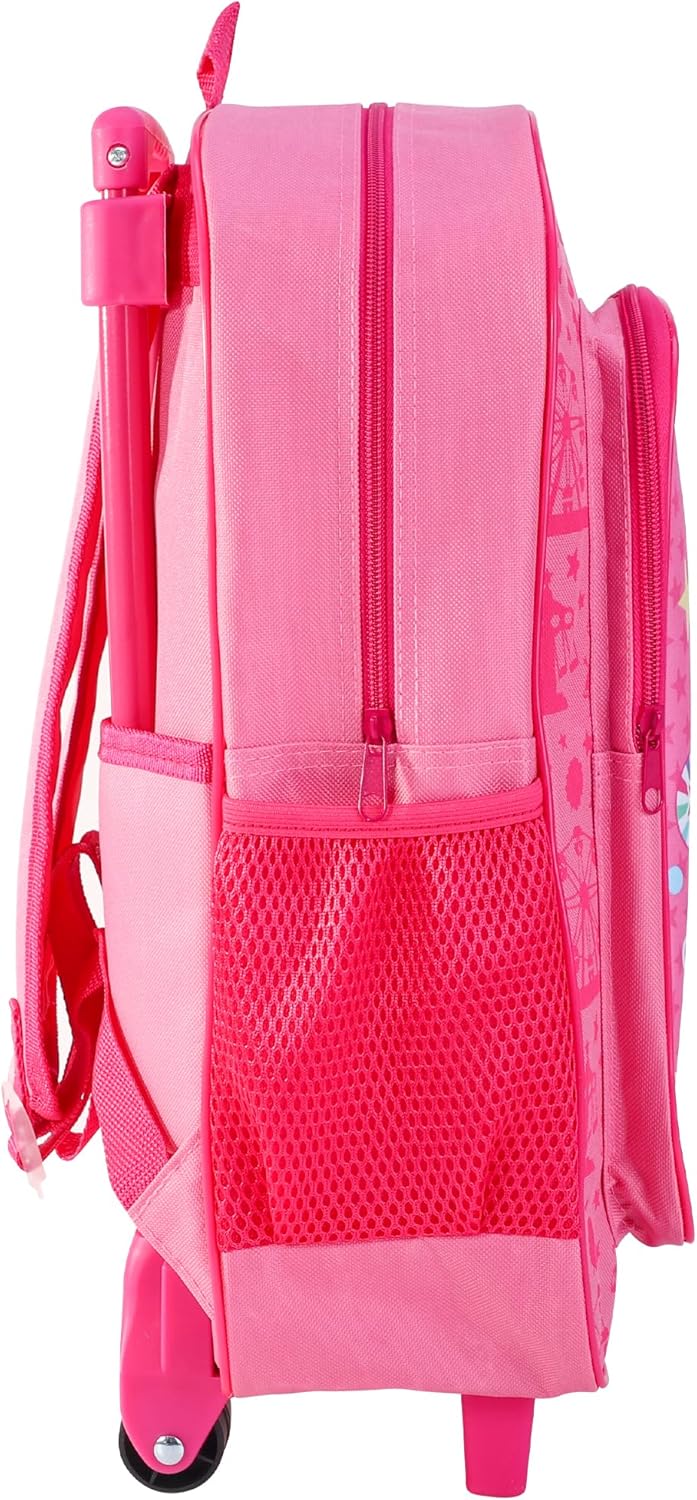 P Pig Deluxe Kids Trolley Backpack – Wheeled Rolling Bag with Extendable Handle – Lightweight Travel Luggage for Girls – School or Holiday Use