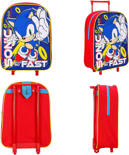 TDL Kids Standard Folding Trolley Hand Luggage Bag Backpack for School Travel Holidays (Sonic)
