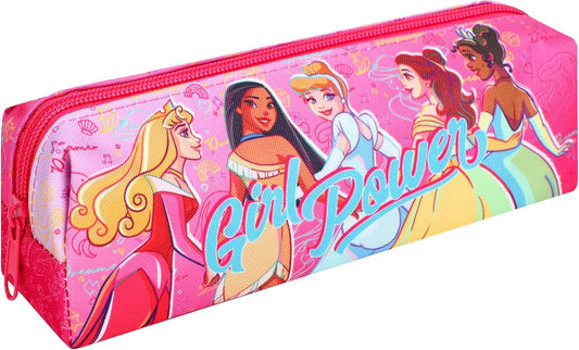 Disney Princess Kids Pencil Case – Pink Zipped Stationery Holder for Girls – Cinderella, Belle, Aurora & Tiana School Pen Bag – Back to School Essential