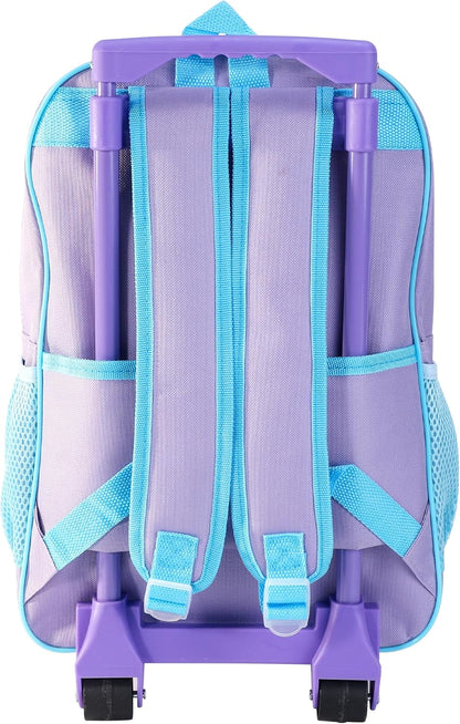 Kids Wheeled Trolley Backpack - Foldable Suitcase Rucksack with Favorite Character Designs - Travel Carry-on Luggage for Children (Deluxe Frozen Magical Spirit)