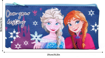 Disney Frozen Elsa & Anna Flat Pencil Case – Official Disney School Pencil Pouch for Girls – Lightweight Back to School Stationery Case