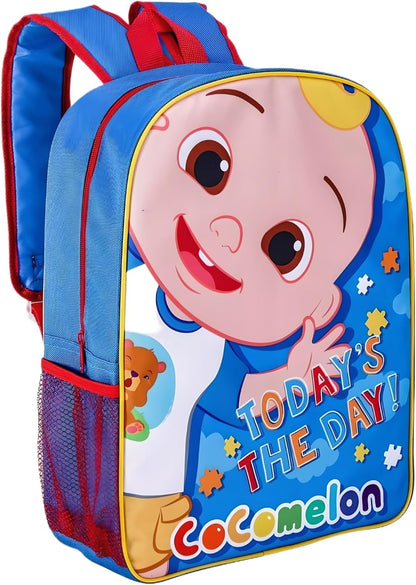 CoComelon Large Arch Backpack for Kids – TDL Cartoon School Bag with Padded Shoulder Straps – Lightweight Daypack (Multicolour)