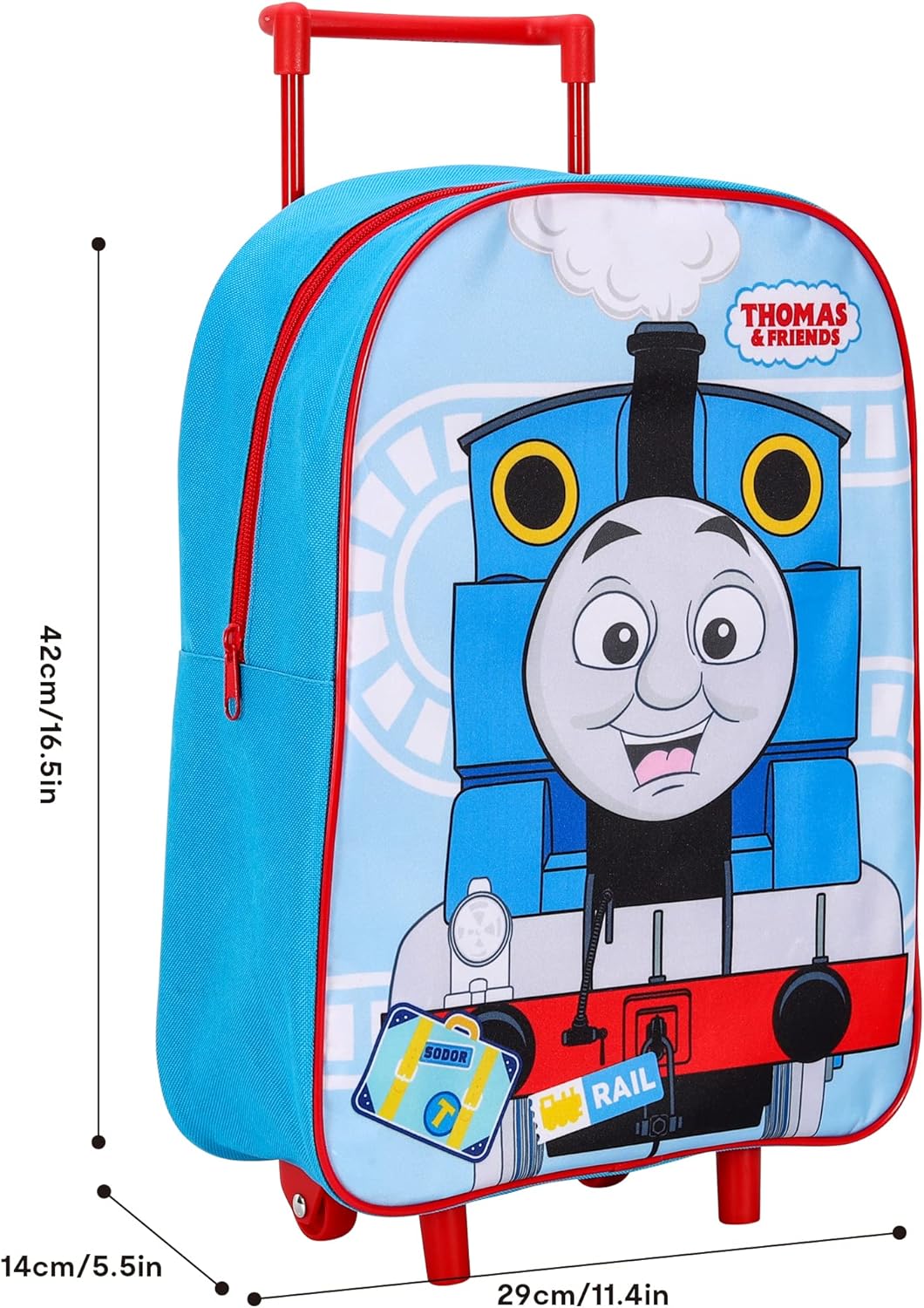 TDL Boys Kids Thomas Standard Folding Trolley Hand Luggage Bag Backpack for School Travel Holidays