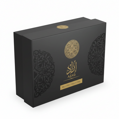 AZAD BLACK Men’s Luxury 3-Piece Arabic Perfume Set – Eau de Parfum, Body Spray & Hair Perfume | Long-Lasting Masculine Scent | Premium Black Gift Box | Perfect for Occasions