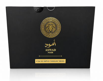 ASWAD NOIR Men’s Luxury Arabic Fragrance Gift Set – 3 Piece Collection (Eau de Parfum, Shower Gel & Body Lotion) – Oud, Amber & Woody Notes – Premium Black Gift Box for Him