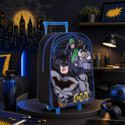 TDL Boys Kids Batman Standard Folding Trolley Hand Luggage Bag Backpack for School Travel Holidays