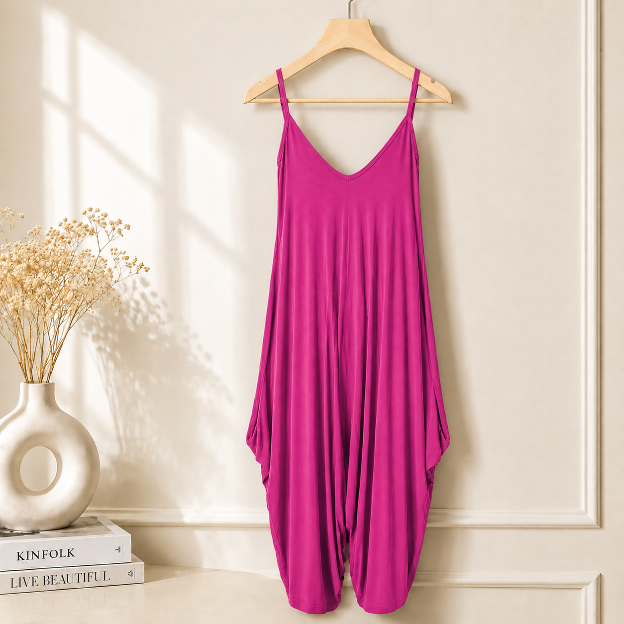 Women’s Long Sleeveless Jumpsuit – Casual V-Neck All-in-One Lagenlook Playsuit Romper