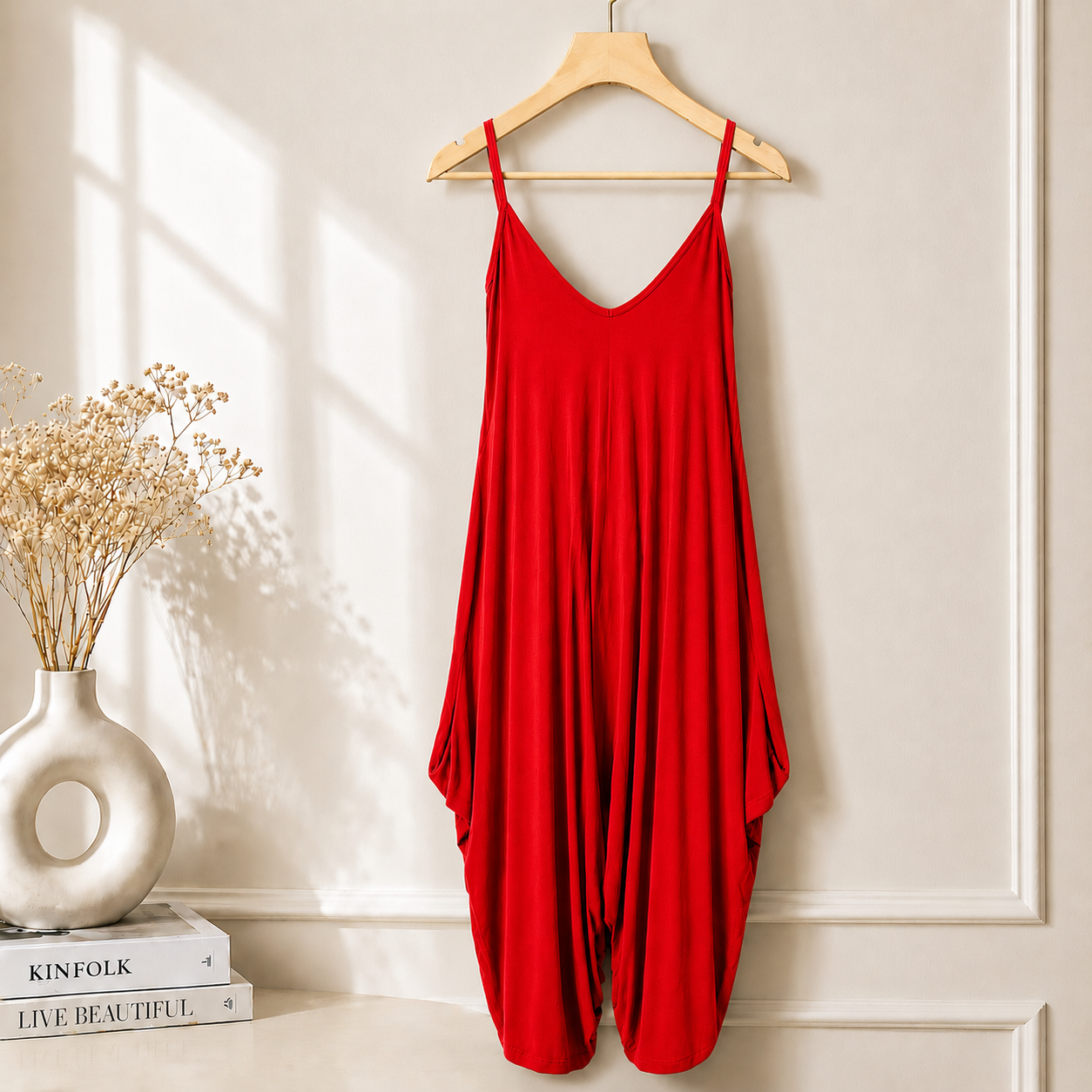 Women’s Long Sleeveless Jumpsuit – Casual V-Neck All-in-One Lagenlook Playsuit Romper