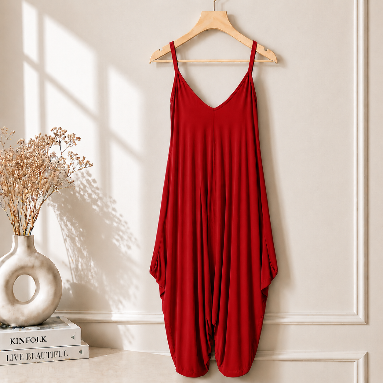 Women’s Long Sleeveless Jumpsuit – Casual V-Neck All-in-One Lagenlook Playsuit Romper