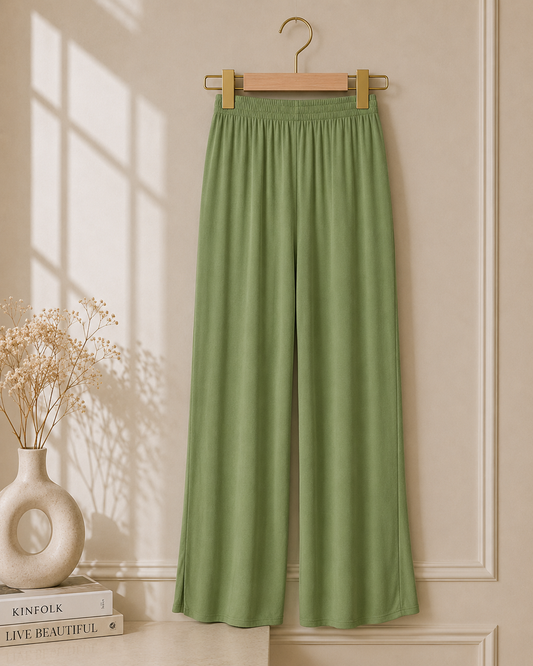 Women’s Wide Leg Palazzo Trousers – Soft Stretch Loose Fit Plus Size Casual Pants (Brown Leopard)