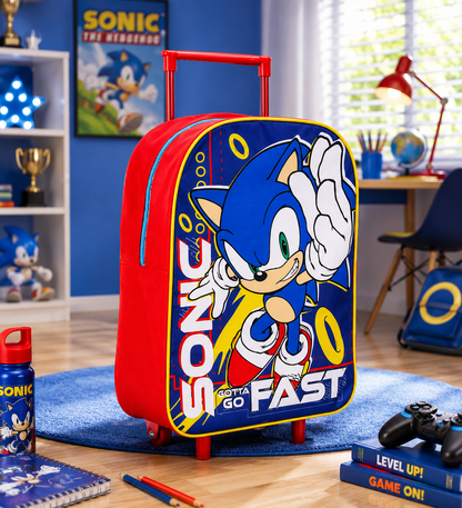 TDL Kids Standard Folding Trolley Hand Luggage Bag Backpack for School Travel Holidays (Sonic)